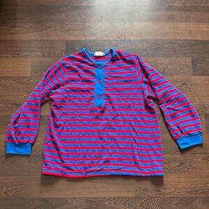 Vintage 60s/70s PLAYMATES Playboy Bunny Striped Thermal Henley Blue Red Large